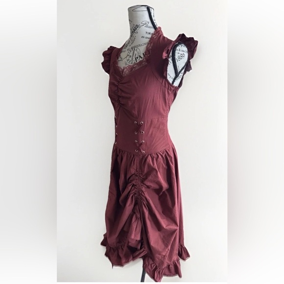 Belle Poque Dress Victorian Gothic Lolita Ruffle Ruched Steampunk Women’s Size S - Picture 5 of 11